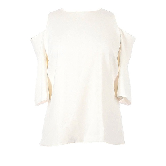 Ted Baker London White Careo Cold Shoulder Top w/ Back Zip - Picture 1 of 6